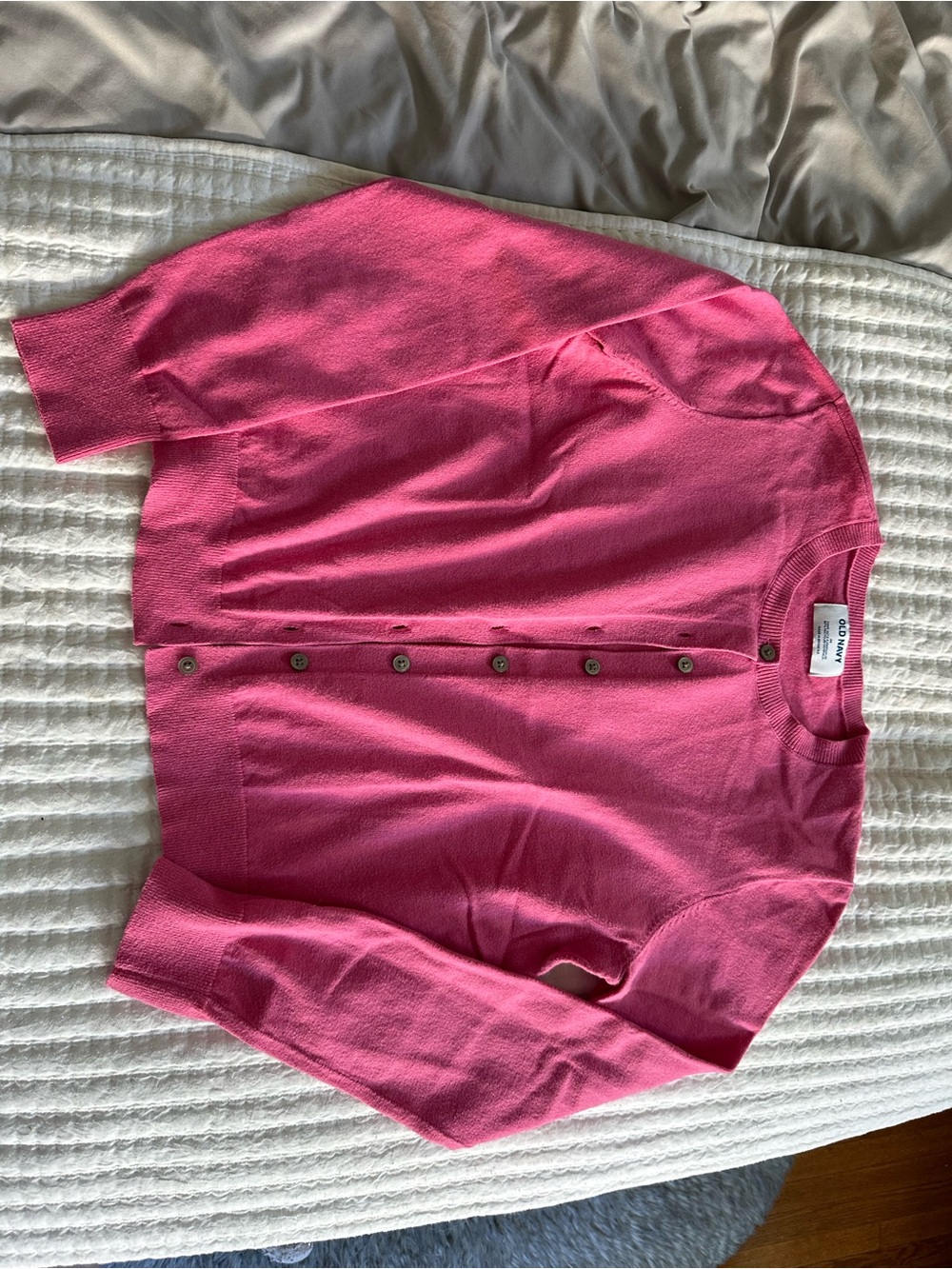 Old Navy Bright Pink Men's Button-Up Cardigan - Picture 1 of 3